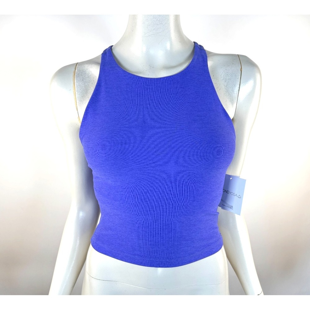 Beyond Yoga Crop Tank Top Women S NWT Purple Stretch Poly‎ Lined Round neck Gym